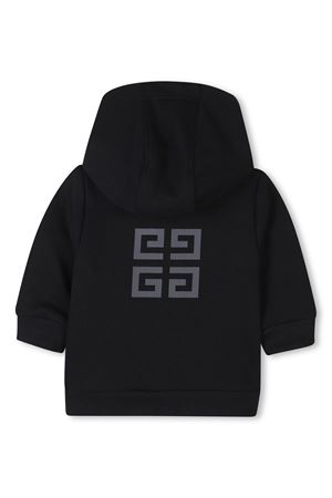Felpa con cappuccio in misto cotone nero GIVENCHY KIDS | H3063609B
